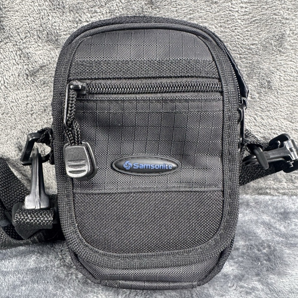 Samsonite 7in Small Camera Bag Black Canvas Crossbody Shoulder Strap Belt Loop
